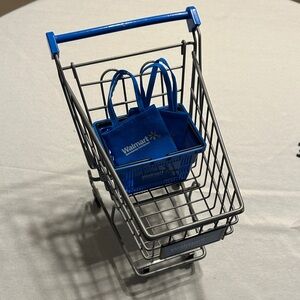 Walmart Mini Shopping Cart Buggy, Basket and 2 Bags